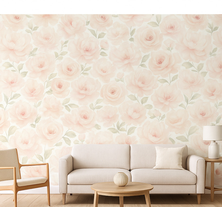 Papier peint salon pivoine rose vintage - TenStickers