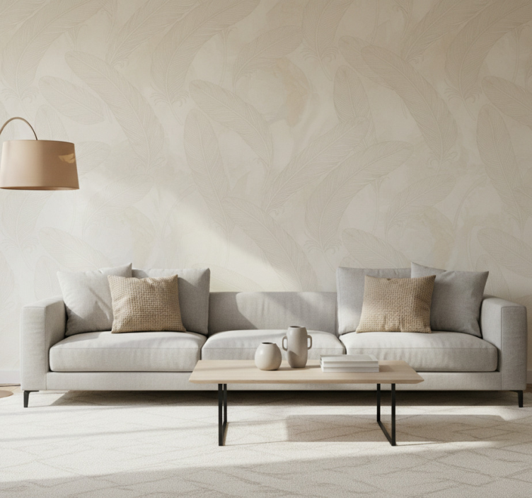 Papier peint salon plume en relief - TenStickers