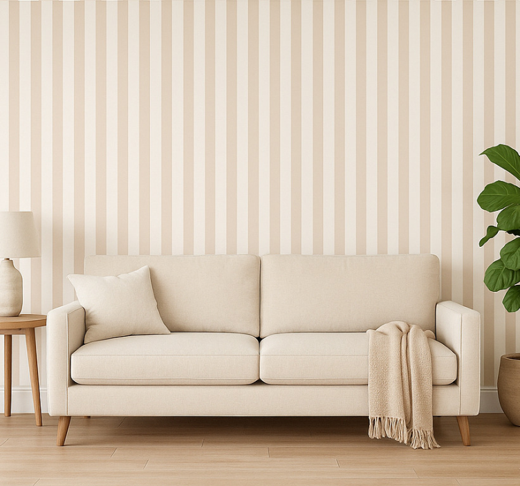 Papier peint salon rayures beiges - TenStickers