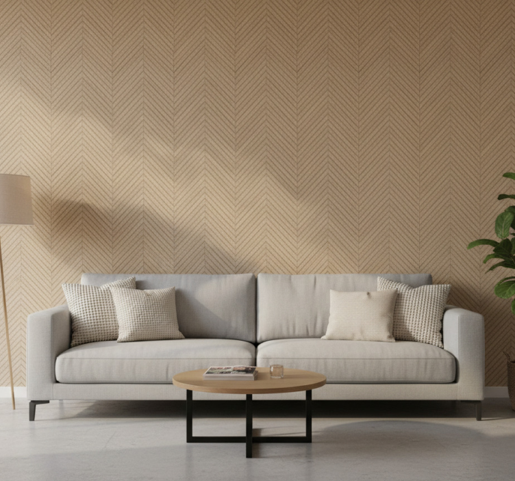 Papier peint salon texture chevrons en bois - TenStickers