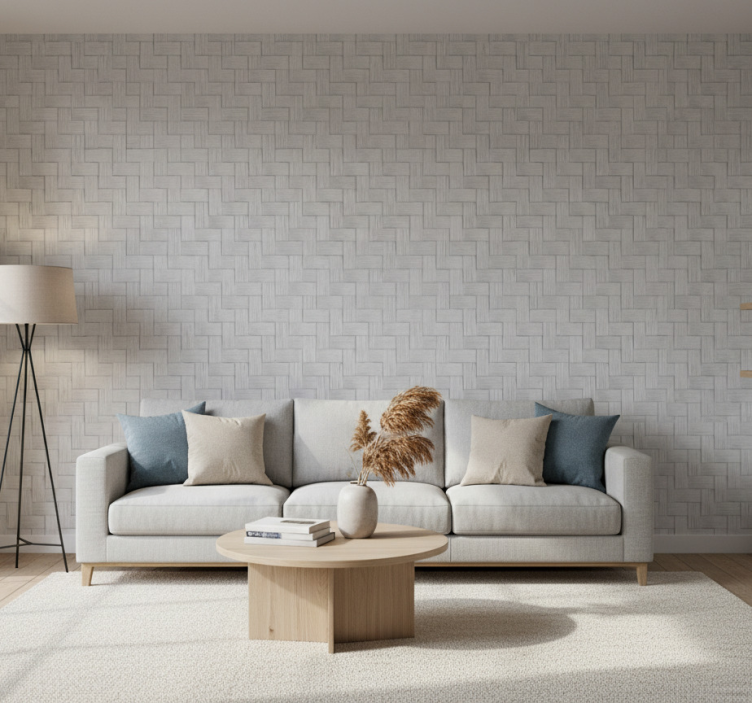 Papier peint salon texture tissée grise - TenStickers