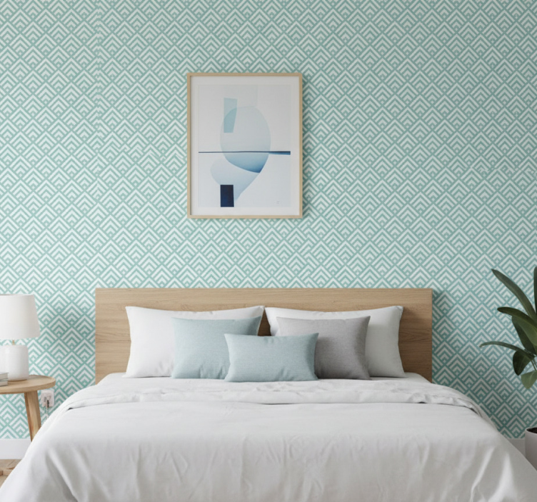 Papier peint scandinave motif lignes aquamarines irrégulières - TenStickers