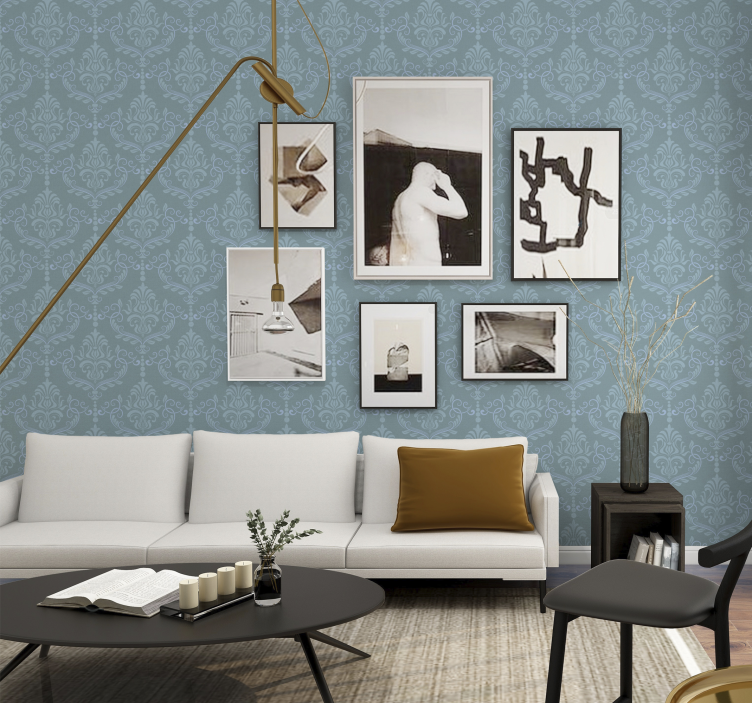 Papier peint baroque couleur bleue - TenStickers