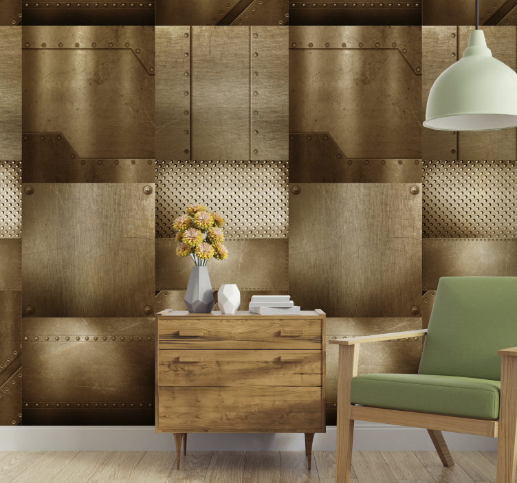 Papier peint industriel panneaux de texture métallique - TenStickers