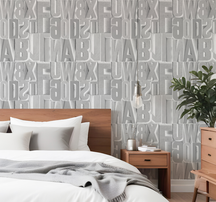 Papier peint texte lettres grises 3d - TenStickers