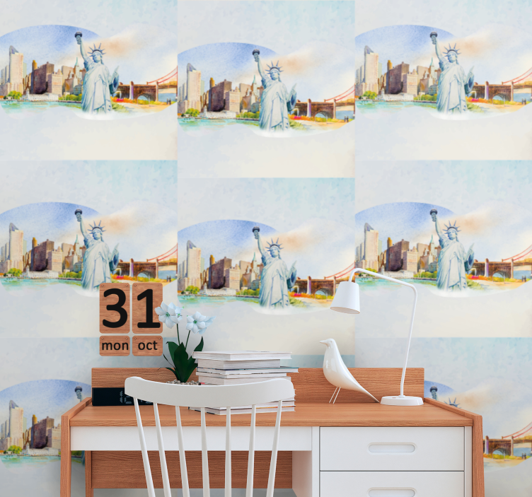 Papier peint New York collage de monuments urbains - TenStickers