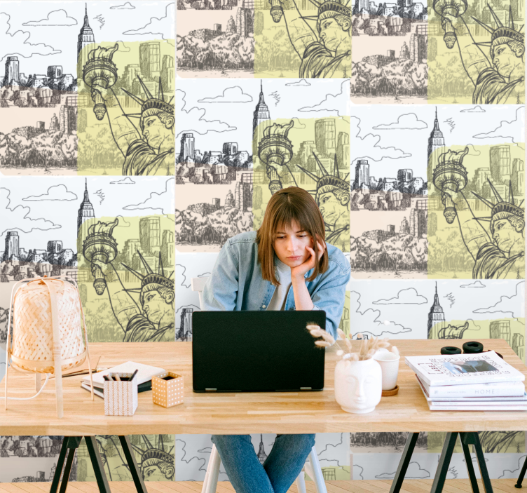 Papier peint ville conception de croquis urbains - TenStickers