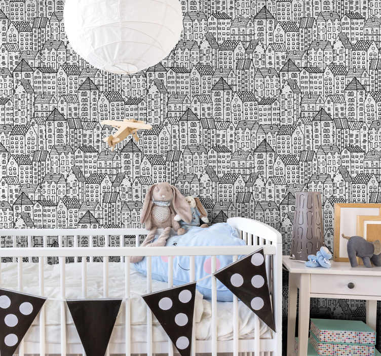 Papier peint ville croquis urbain monochrome - TenStickers