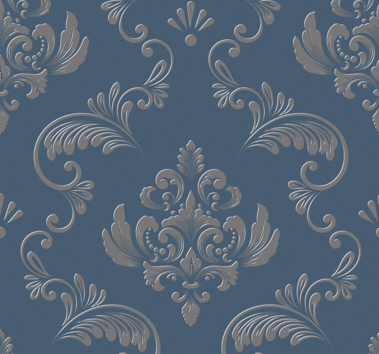 Papier peint vintage design baroque bleu et or - TenStickers