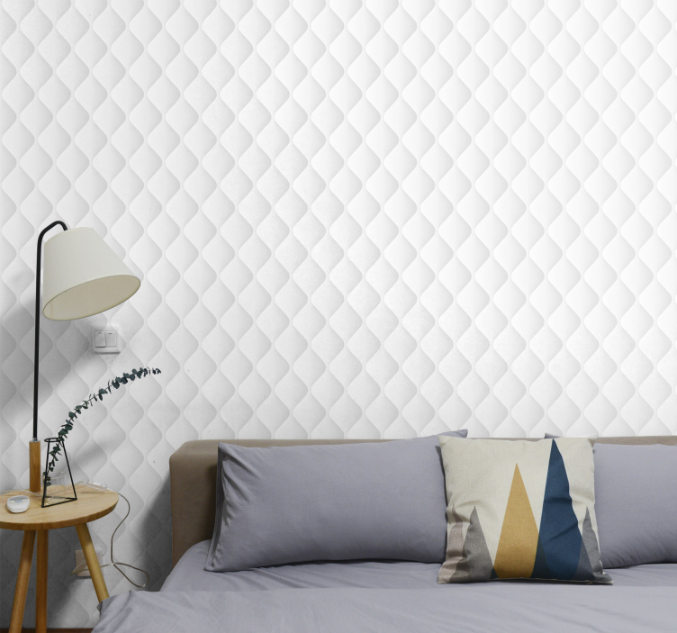 Papier peint chambre blanc effet matelassé - TenStickers