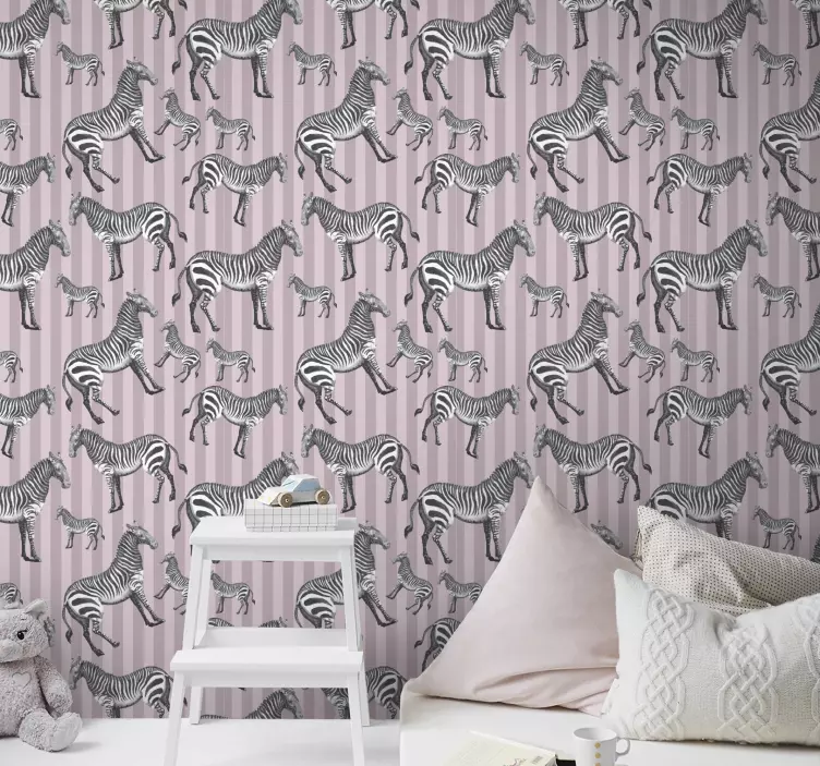 Papier peint zèbre motif animalier rose - TenStickers