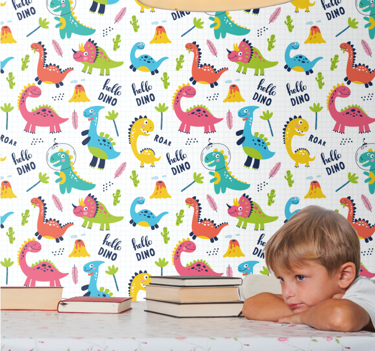 Papier peint dinosaures motifs jolis - TenStickers