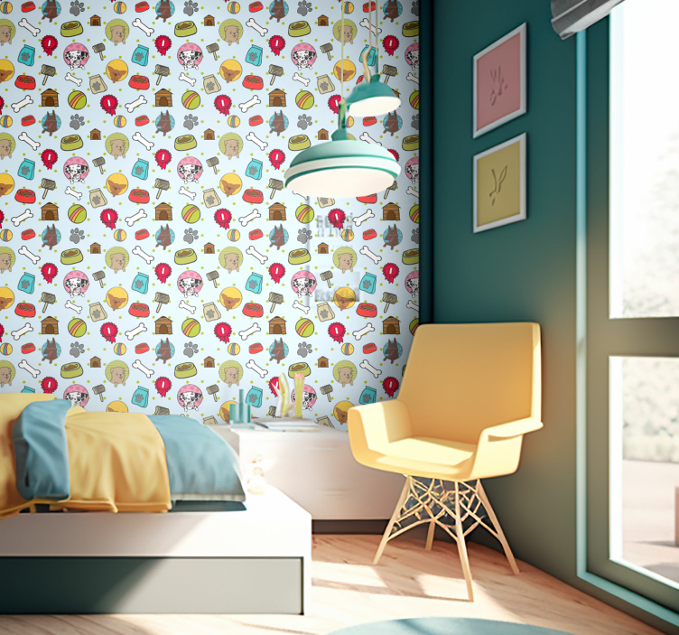 Papier peint chambre enfant chiens mignons - TenStickers