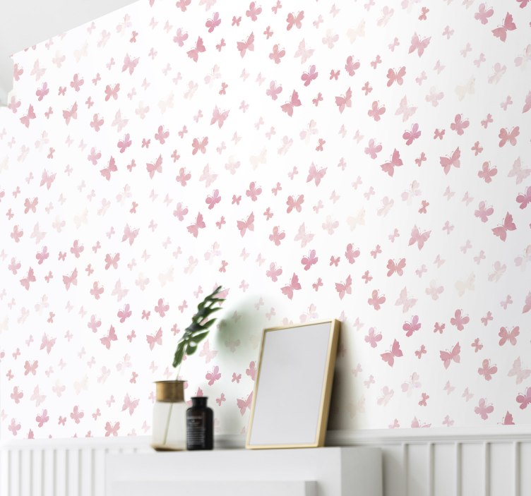 Papier peint chambre enfant papillons roses - TenStickers