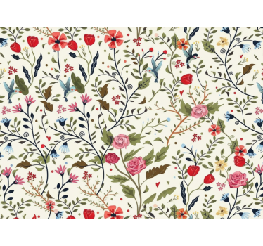 Papier peint salon fresque de jardin enchanté - TenStickers