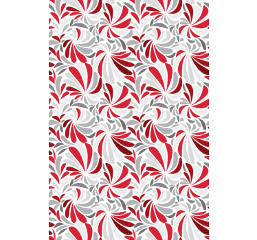 Papier peint classique fleurs grises et rouges - TenStickers