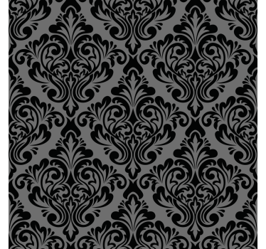 Papier peint classique damassé noir vintage - TenStickers