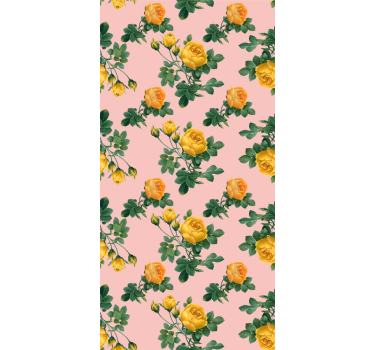 Papier peint classique roses jaunes et feuilles vertes - TenStickers