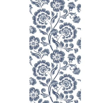 Papier peint classique fleurs bleues fond blanc - TenStickers