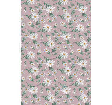 Papier peint salon fleur marguerite rose années 70 - TenStickers