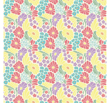 Papier peint salon fleurs pastel - TenStickers
