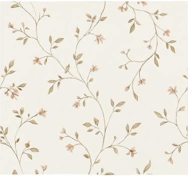 Papier peint salon fond blanc avec fleurs - TenStickers