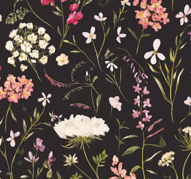 Papier peint salon fleurs de printemps sombres - TenStickers