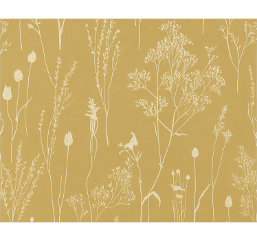 Papier peint salon ocre floral nordique - TenStickers