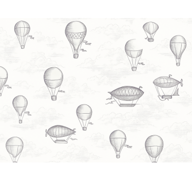Papier peint classique cieux vintage et dirigeables - TenStickers