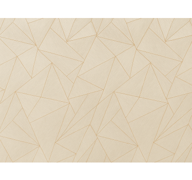 Papier peint salon triangles en bois avec lignes dorées - TenStickers