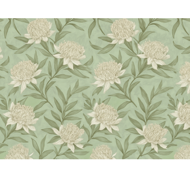Papier peint salon fleurs de protea blanches - TenStickers