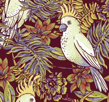 Papier peint perroquets sur des branches - TenStickers