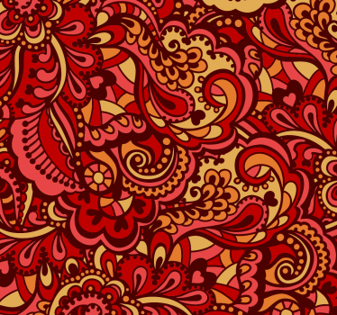 Papier peint formes ornementales rouges - TenStickers