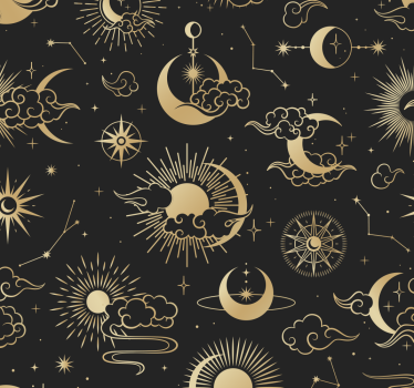 Papier peint étoiles dorées style nuages - TenStickers