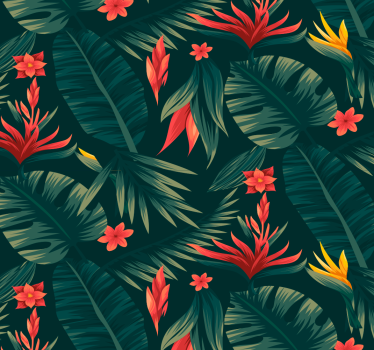 Papier peint salon flore tropicale sur fond vert - TenStickers