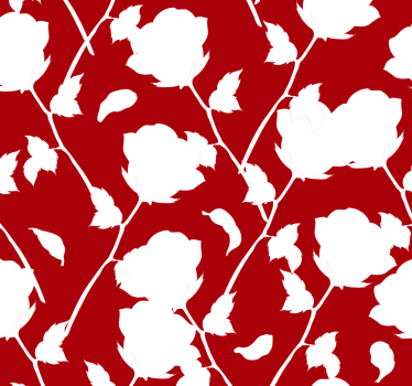 Papier peint salon rouge avec des roses blanches - TenStickers
