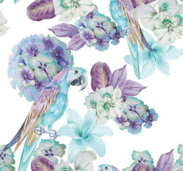 Papier peint perroquets motif délicat tons bleus - TenStickers
