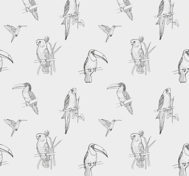 Papier peint perroquets et toucans dessinés - TenStickers