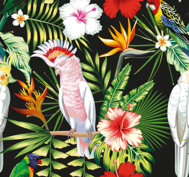 Papier peint perroquets sur fond tropical - TenStickers