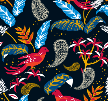 Papier peint salon motif oiseau orné - TenStickers