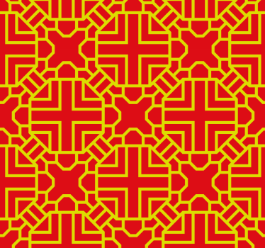 Papier peint rouge motif de treillis complexe - TenStickers