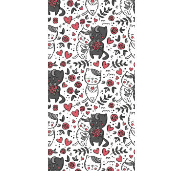 Papier peint chat délice floral félin - TenStickers