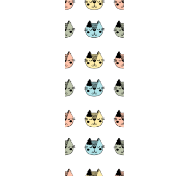 Papier peint chat visages félins de dessin animé - TenStickers