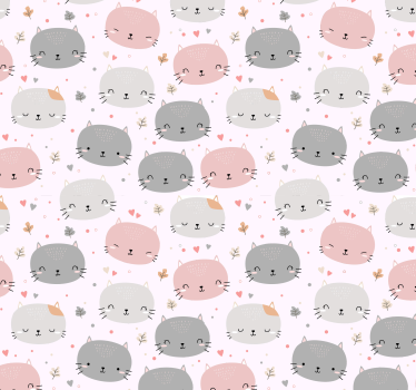 Tapisserie chambre Adorables chatons gris et roses - TenStickers