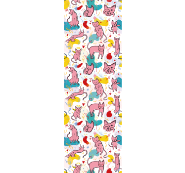 Papier peint chat motifs félins ludiques - TenStickers