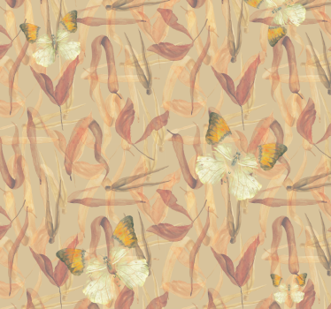 Papier peint salon papillons et feuilles séchées - TenStickers