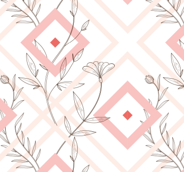 Papier peint salon formes de diamants floraux - TenStickers