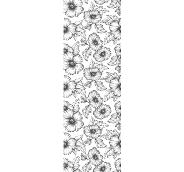 Papier peint floral noir et blanc - TenStickers