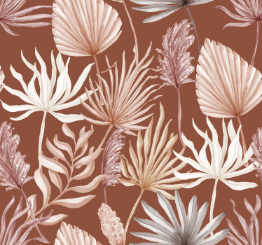 Papier peint terracotta pampas et feuilles de palmiers - TenStickers