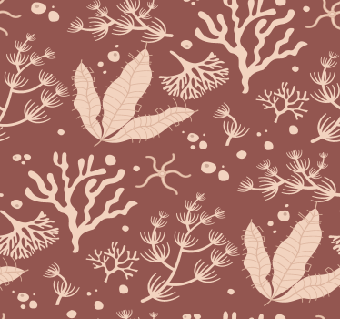 Papier peint terracotta motif algues marines - TenStickers